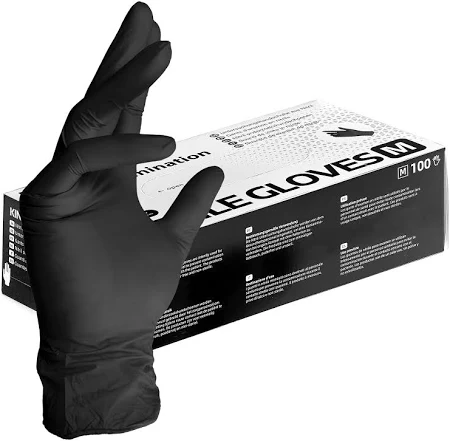 [UNEX11693] Nitril Handschuhe XL Schwarz Puderfrei 100 Stück Pkg