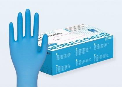 [UNEX11585] Nitril Handschuhe M Blau Puderfrei 100 Stück/Pack. 