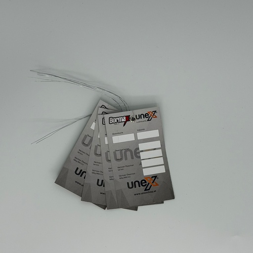 [UNEX11352] Ölwechselanhänger Metallöse 60x100 mm 300gr. 25 Stück/Pack.